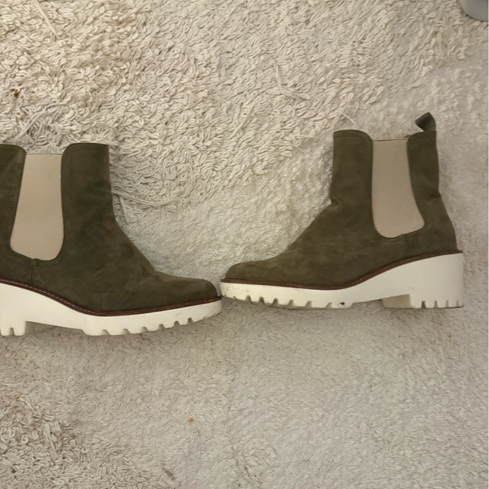 Olive Green Suede Women's Platform Boots